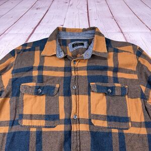 Ocean Current Long Sleeve Shirt Women’s L Blue Plaid Flannel